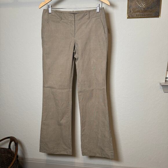 Women's Theory Brown Plaid Flat Front Demi Flare Bootcut Dress Pants Size 4 - Picture 2 of 10